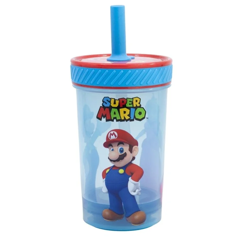 Super Mario - Leuke Emotie Druppel Veilig Silicone Stro Beker (PP) - 370ml