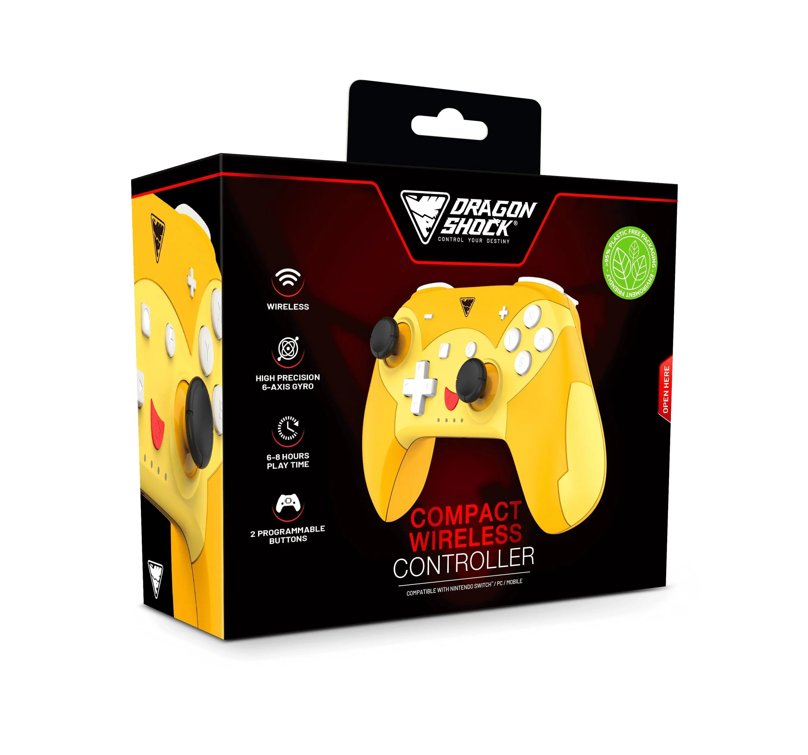 DragonShock - POPTOP COMPACT BT - Pika Compact Draadloze Bluetooth-controller Geschikt voor Nintendo Switch - Switch Lite - Switch OLED