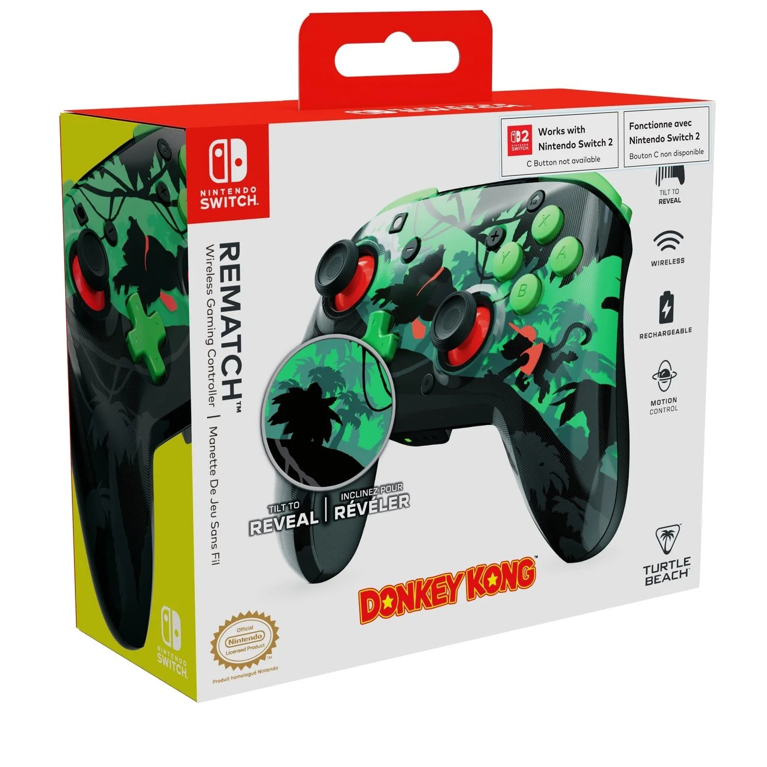 Turtle Beach - Rematch Draadloze Controller Donkey Kong Reveal voor Nintendo Switch, Switch Lite, Switch OLED-Model en Switch 2 (C-knop niet beschikbaar)