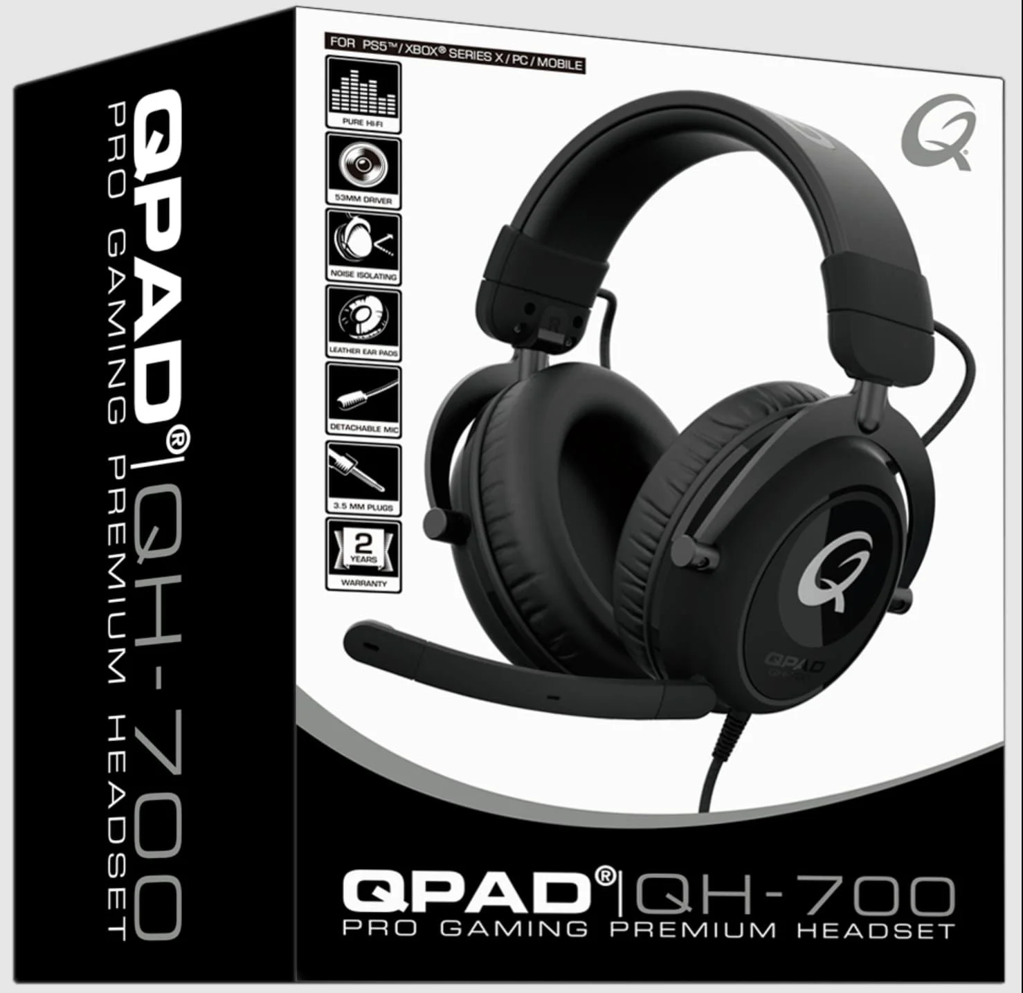 QPAD - QH-700 - Bedrade stereo gaming headset Zwart voor PC, PS4/PS5, Xbox One, Xbox Series S|X, Nintendo Switch
