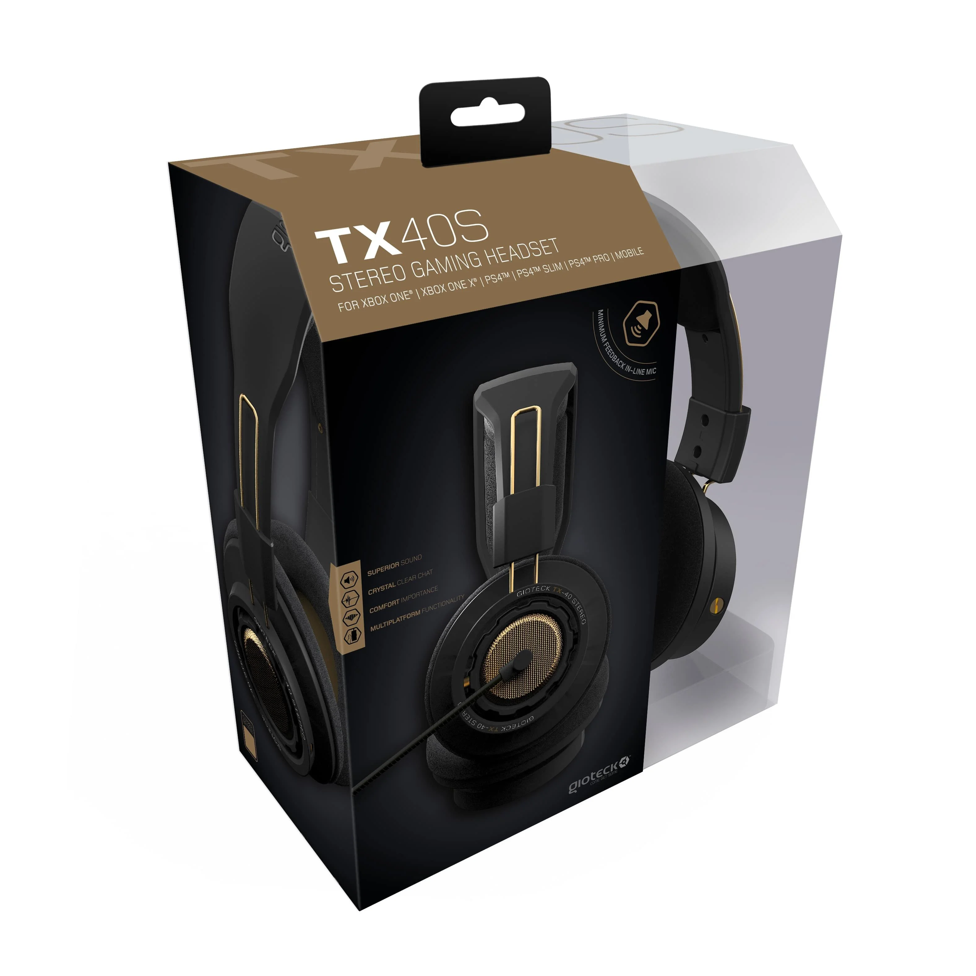Gioteck - TX-40S Stereo Gaming Headset Black & Bronze voor Xbox Series, Xbox One, PS5, PS4 & Mobile
