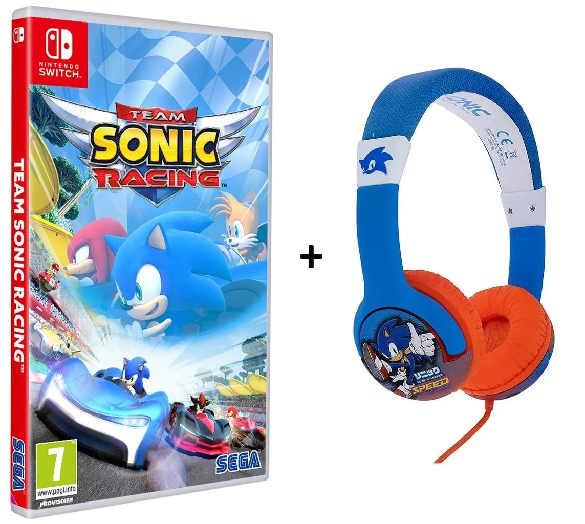 Trafic Bundle Team Sonic Racing (Code-in-a-box) + Sega - Casque audio Sonic the Hedgehog pour enfants
