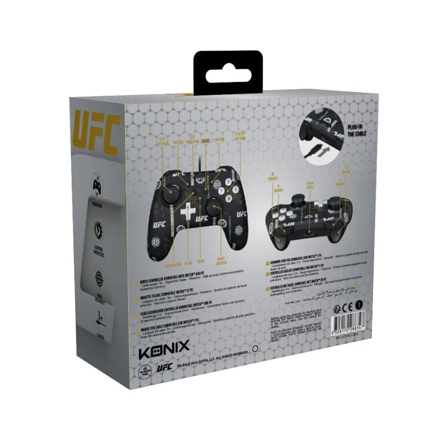 Konix - UFC zwart bedrade controller voor Nintendo Switch