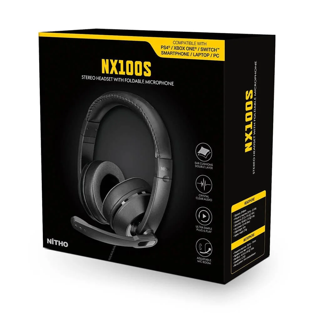Nitho - NX100S Bedrade Stereo Gaming Headset Zwart voor PC, PS4/PS5, Xbox, Nintendo Switch