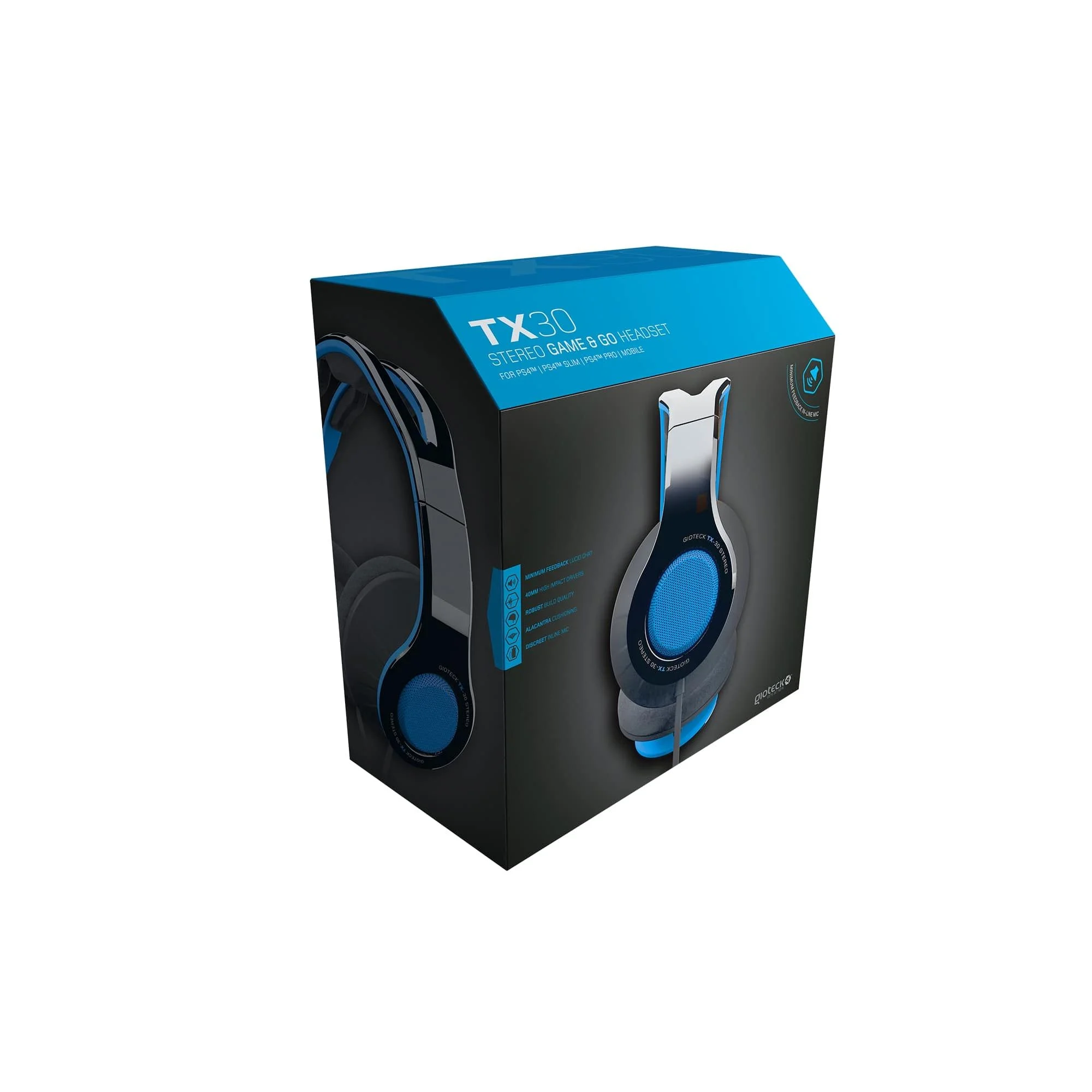 Gioteck - TX30 Stereo Game & Go Headset Blauw Grill voor PS5, PS4, Xbox Series, Xbox One en Mobile