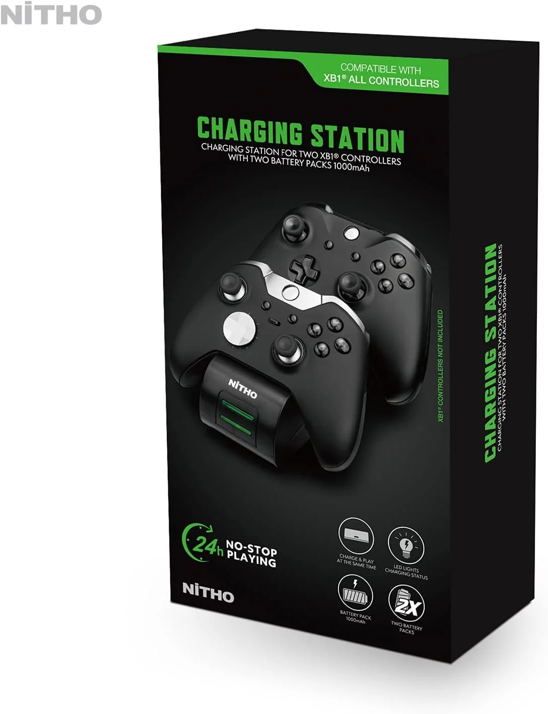 Nitho - Zwarte Dubbele Oplader voor Xbox One-controllers