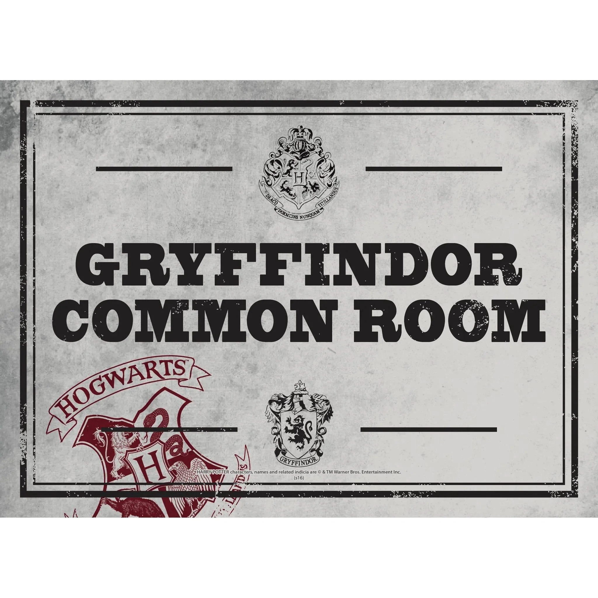 Harry Potter - Gryffindor Common Room - Klein Tinnen Bordje