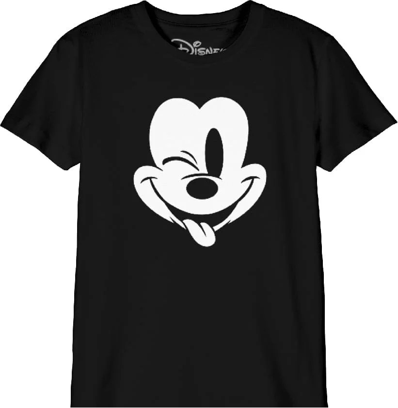 Disney - Zwart Mickey Mouse Knipogend T-Shirt voor kinderen - 10 jaar
