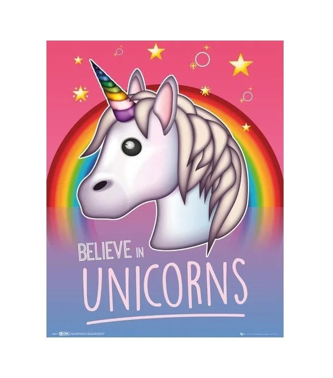 Emoji Believe in Unicorns - Mini Poster