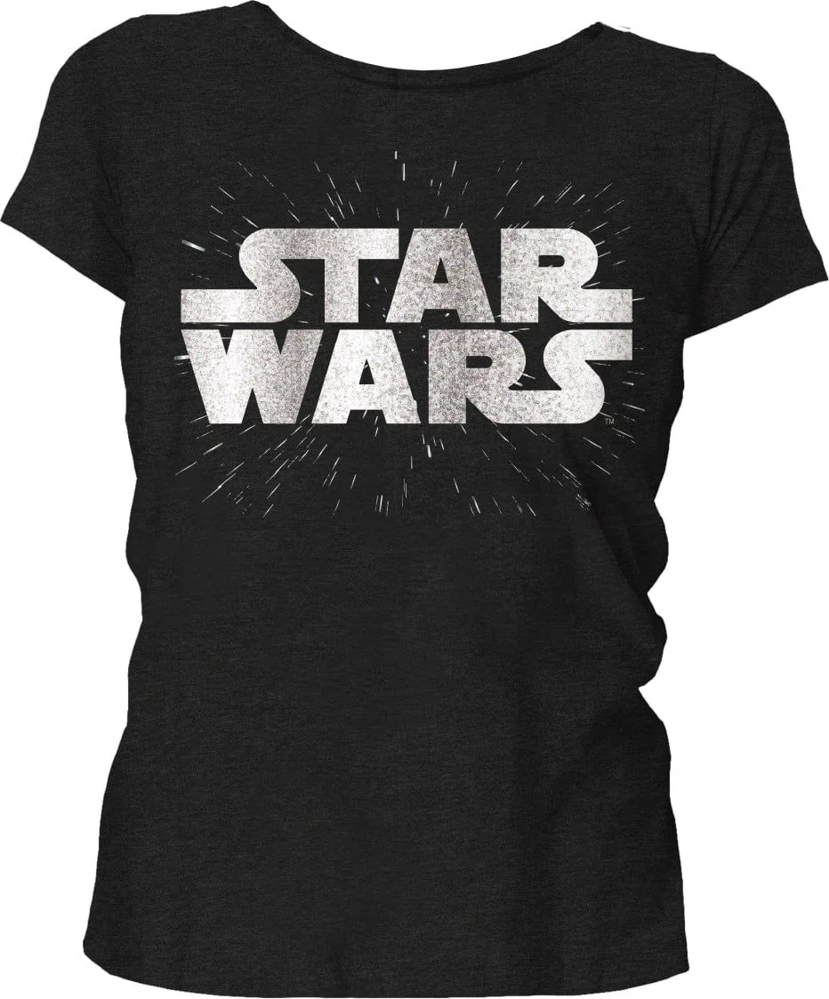 Star Wars - Zilver Logo Zwart Dames T-Shirt S