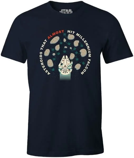 Star Wars - Navy Men's T-shirt - Asteroids that almost hit millenium falcon - S