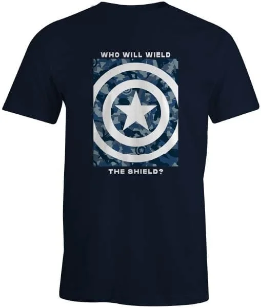 Marvel - Captain America - Navy Men's T-shirt - Who will wield the shield? - XL
