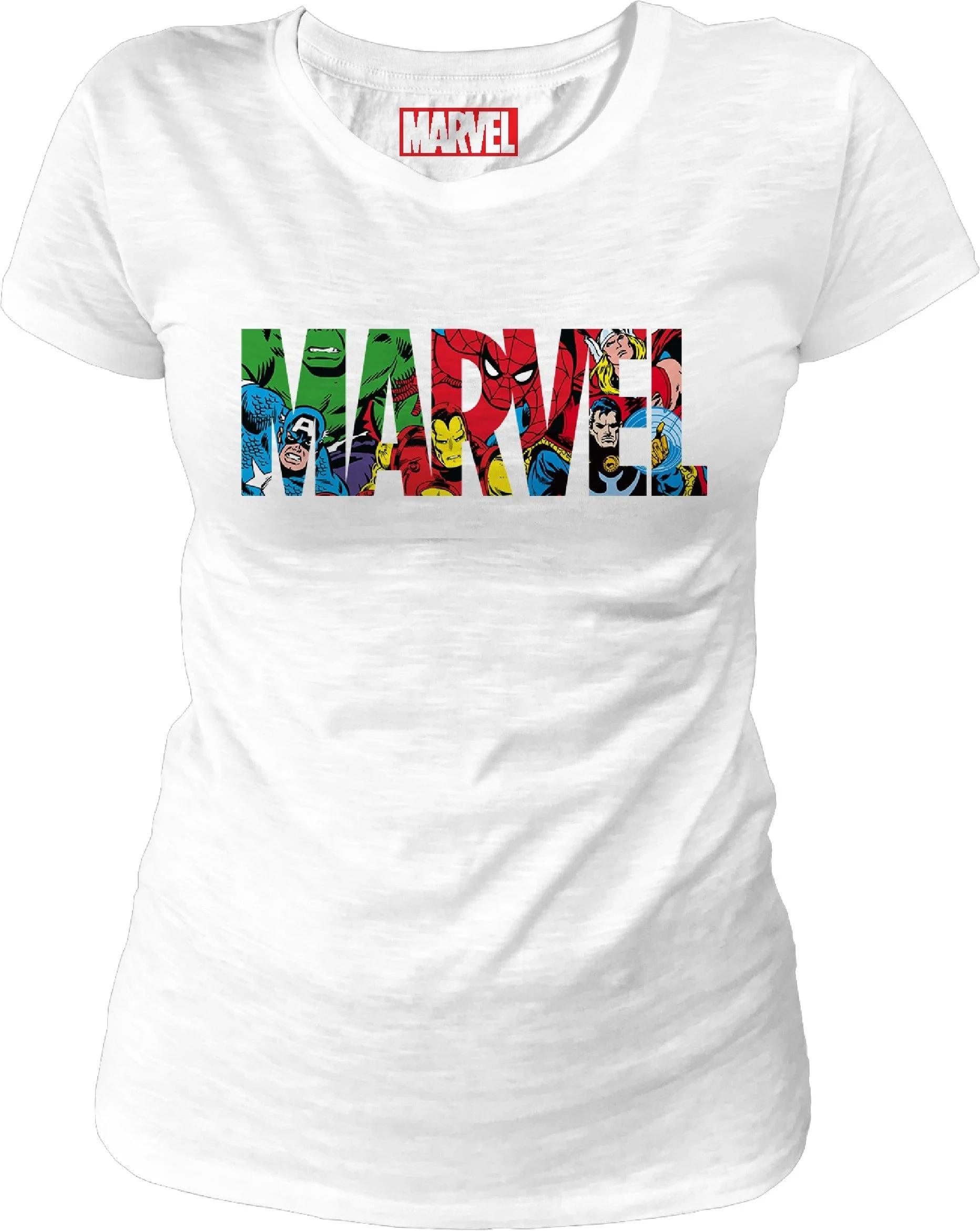 Marvel - Marvel Logo Characters White Women T-Shirt S