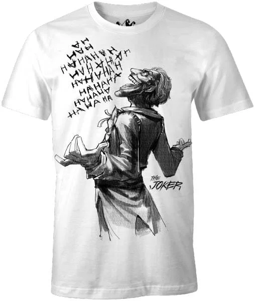 DC Comics - Batman - White Men's T-shirt - The Joker laughing - S