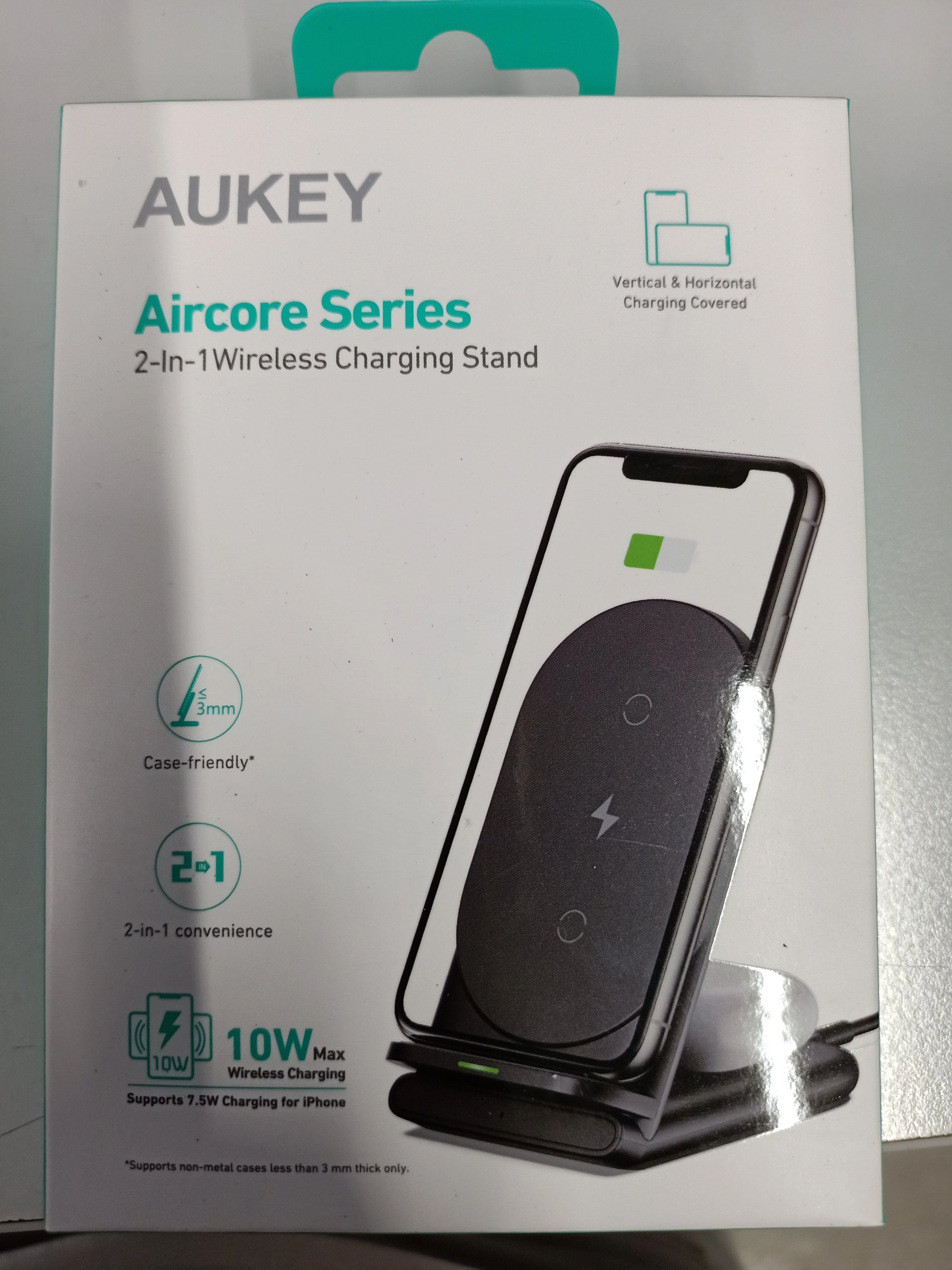 Aukey - LC-A2-BK Aircore Series 2-in-1 Draadloze Oplaadstandaard Zwart