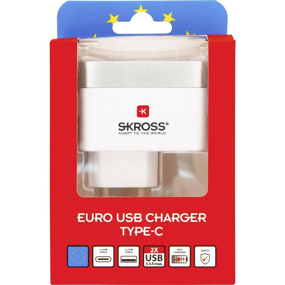 SKROSS - Euro USB Lader 2x USB 5400 mA (Type-A & Type-C)
