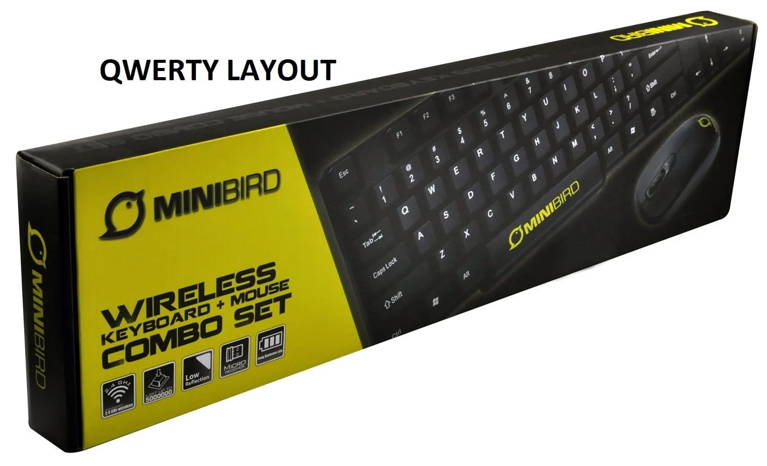 Minibird - Essential Combipakket Draadloos Toetsenbord + Muis Qwerty UK - Grijs