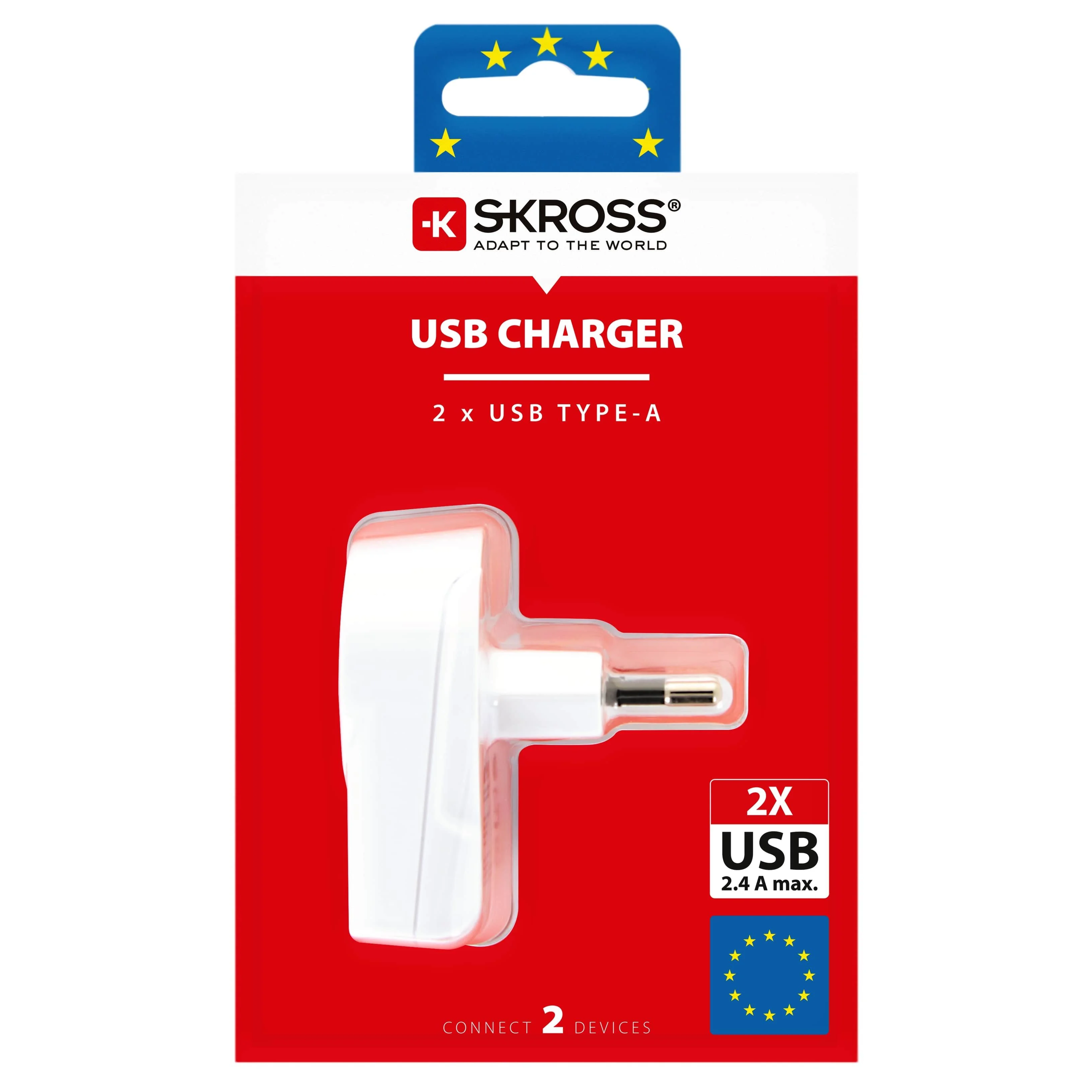 SKROSS - Euro USB Oplader (2xUSB 2400 mA Type-A)