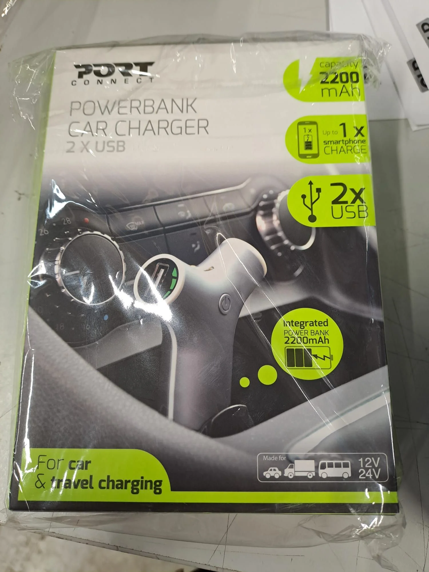 Port Designs Car Charger Power Bank 2 USB