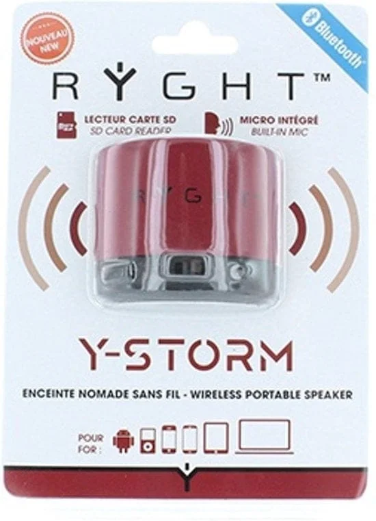 Ryght - Monodisplay Y-Storm Bluetooth Speaker ROOD