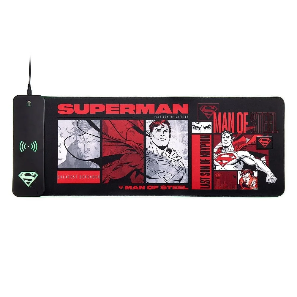 Numskull - DC Comics - Superman XXL Gaming-Muisma en Mobiele Draadloze Lader