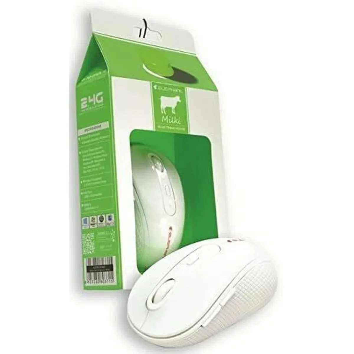 Milki Mouse Milk, Draadloze, Silent Click, Soft Rubber Coated Computermuis In Een Zacht Witte Kleur.