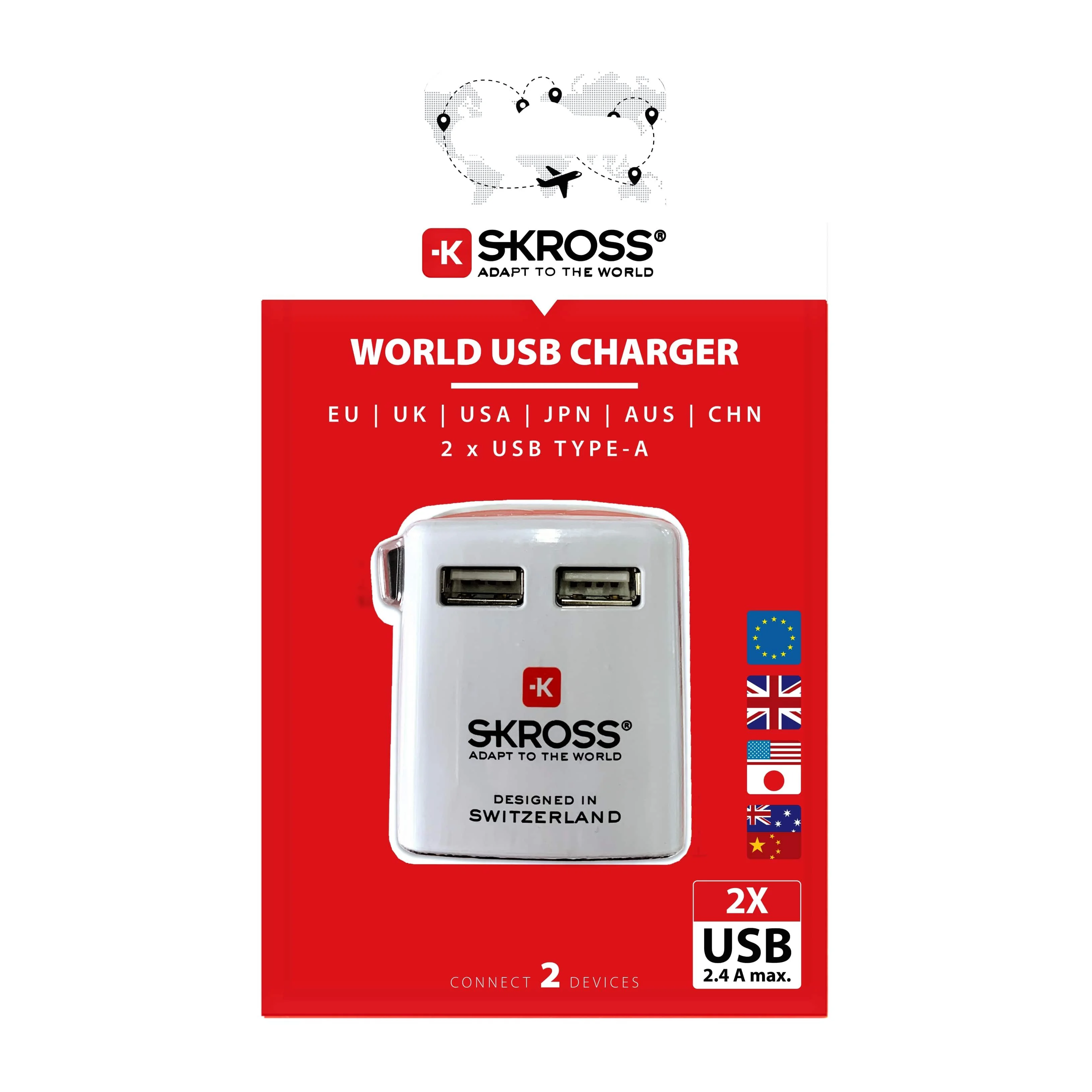 SKROSS - Reisadapter - USB Lader 2xUSB 2400 mA