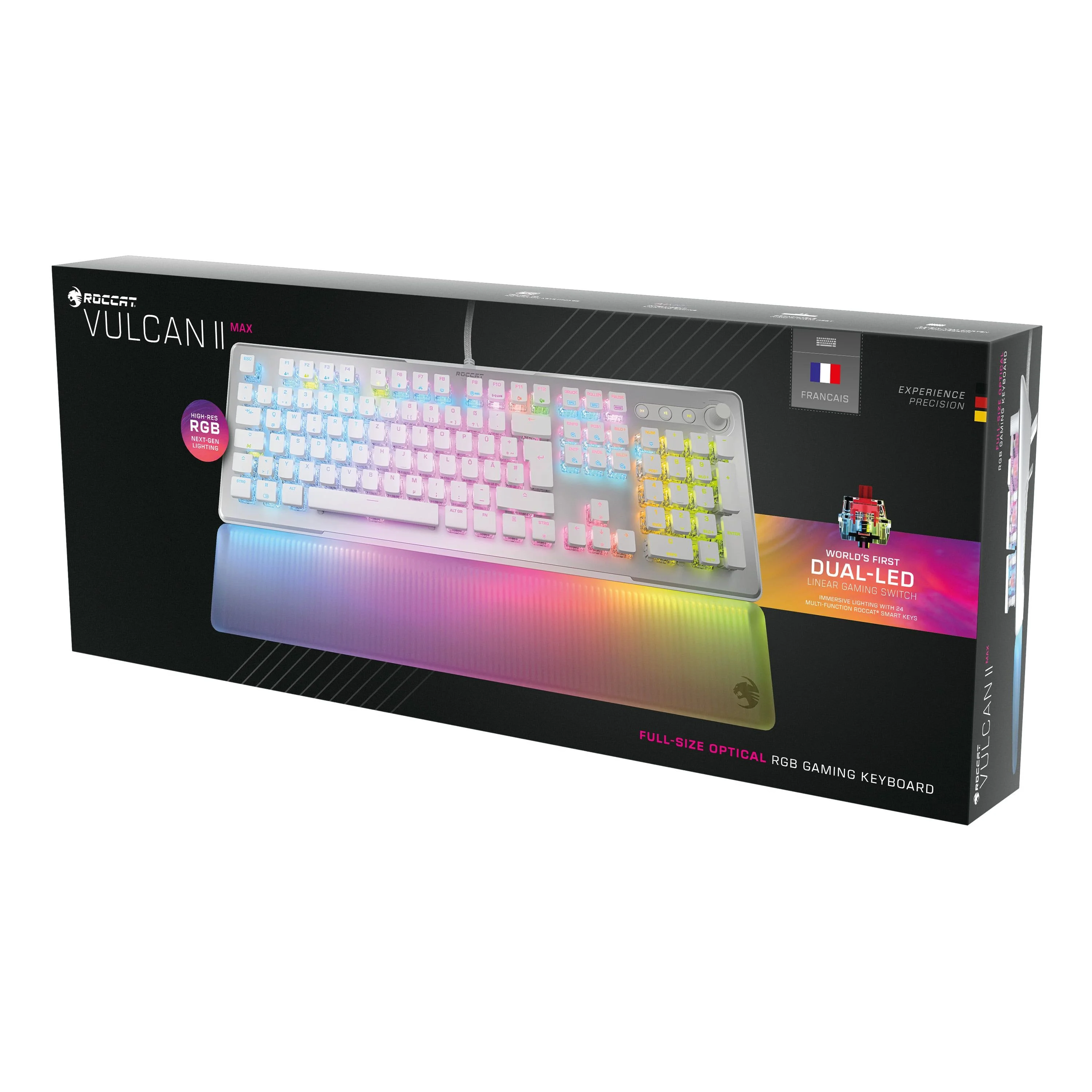 Roccat - Vulcan II Max Mechanisch Optisch Gaming Toetsenbord Wit met RGB Lightning - AZERTY franse Toetsenbordindeling