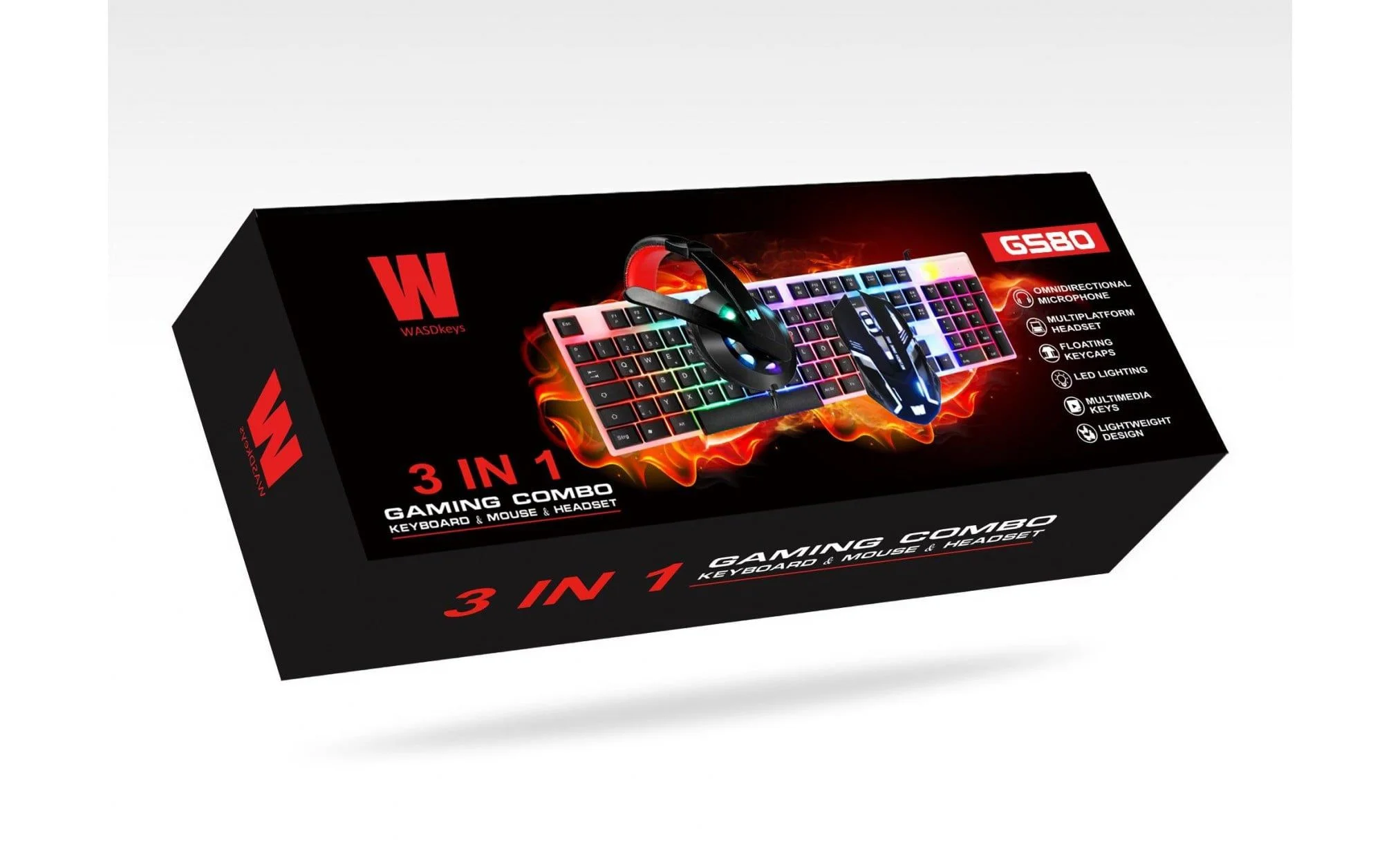 WASDkeys - GS80 Bedraad gametoetsenbord, headset en muis met achtergrondverlichting - Qwertz DE