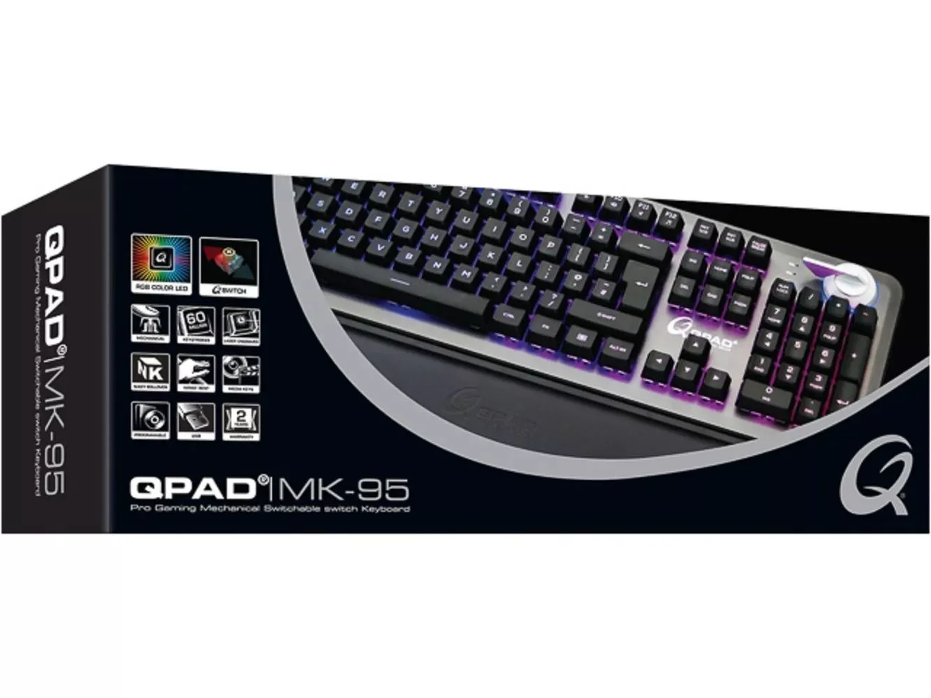 QPAD - MK-95-DE PRO - Gaming Mechanisch Schakelbaar Toetsenbord, met RGB-achtergrondverlichting en Palmrest, Painting keycap, DE layout