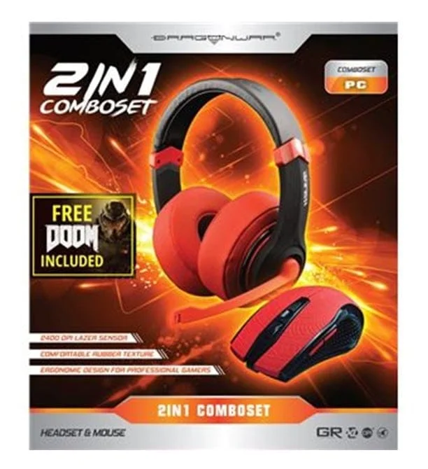 Dragonwar 2 in 1 Combo Set (Gaming Headset + Muis) Rode Editie
