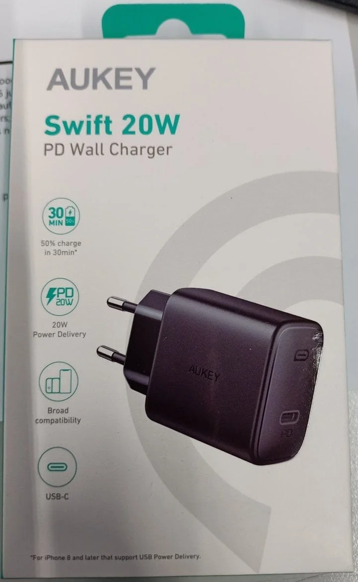 Aukey - PA-F1 - USB C Oplader 18W Zwart - Geschikt voor Iphone - Samsung