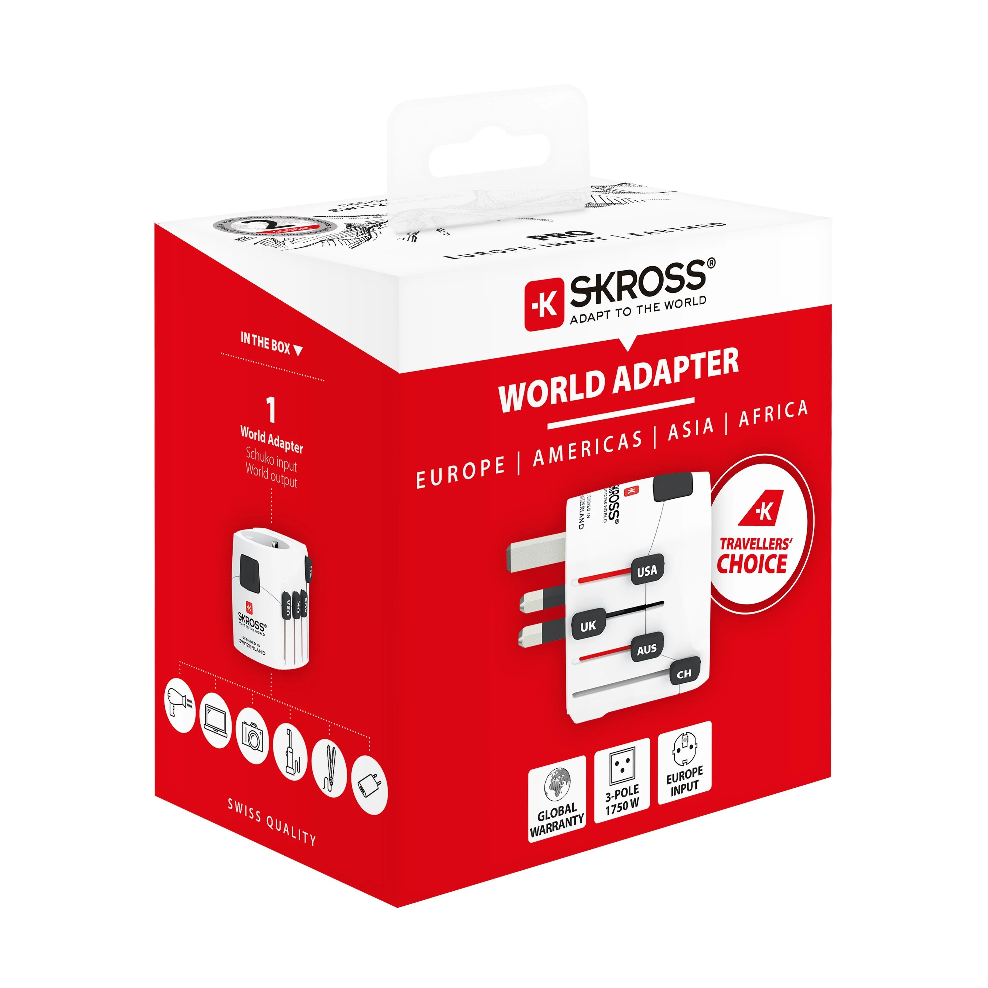 SKROSS - Wereldreisadapter met randaarde stekker 7000 mA