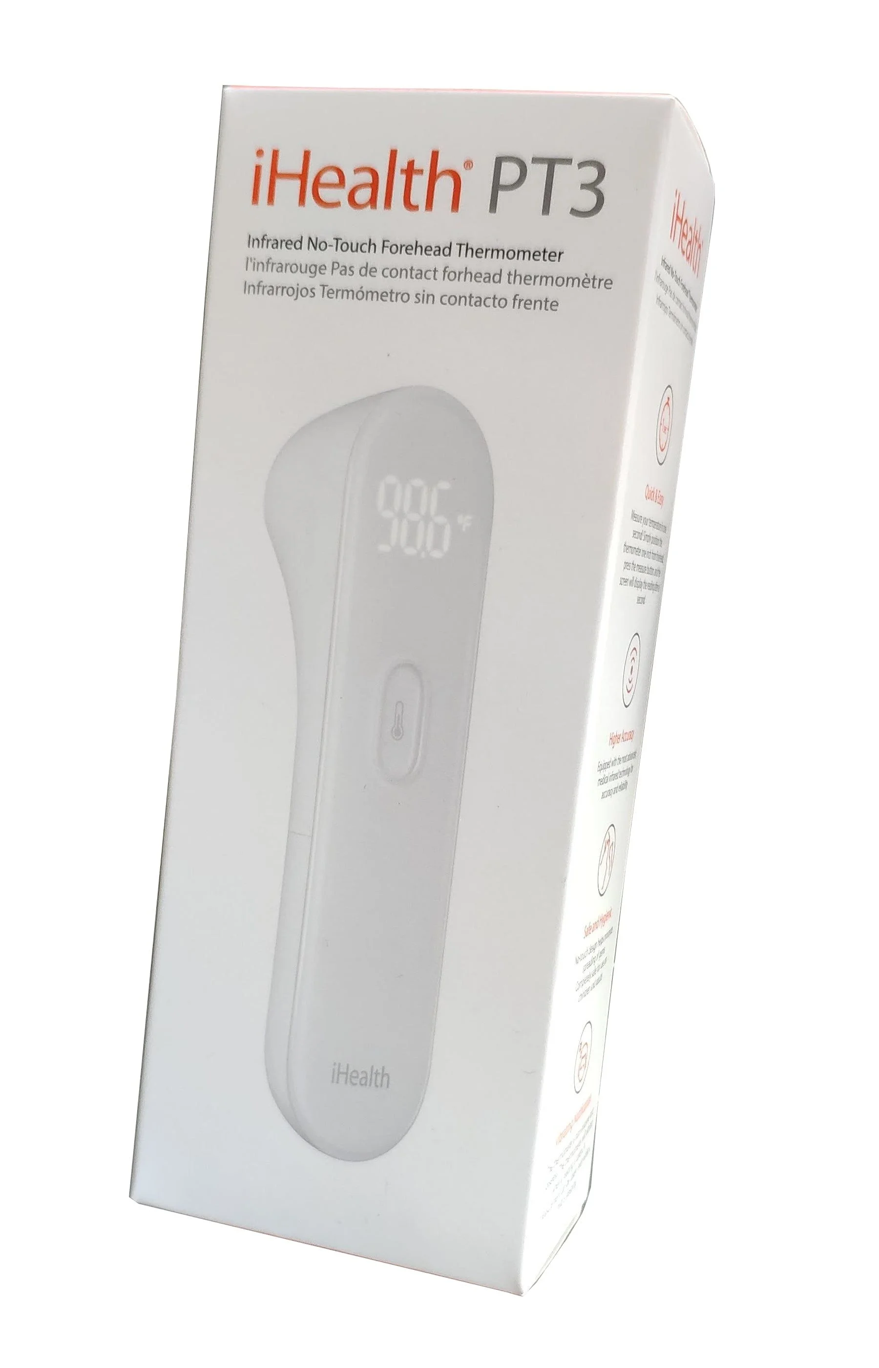 iHealth PT3 - Digitale infrarode voorhoofdthermometer - 3 ultragevoelige sensoren - voor baby's, kinderen en volwassenen