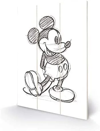 Mickey Mouse - Sketched Wood Print 20 X 29.5 cm