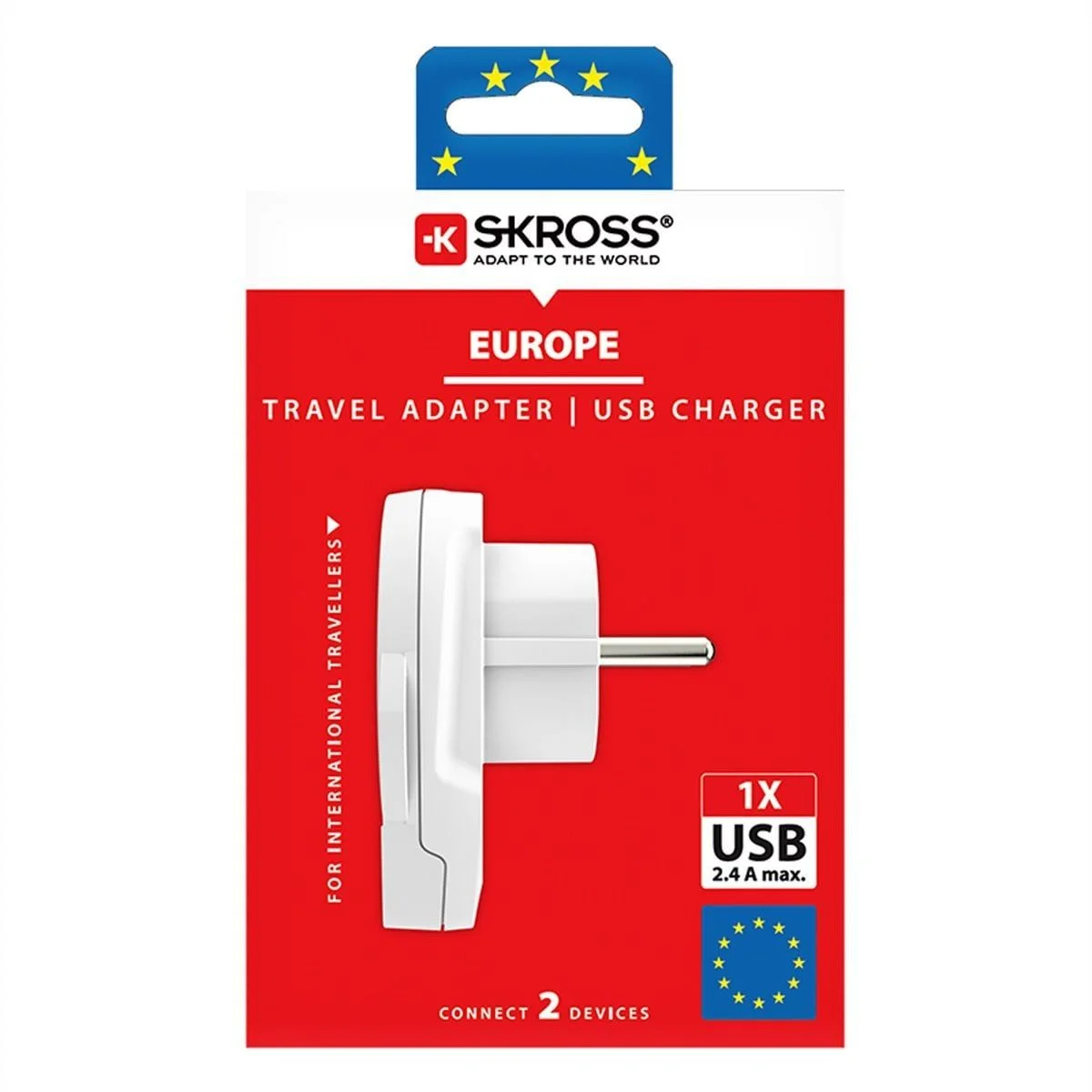 Skross - Reisadapter Wereld naar Europa + USB A