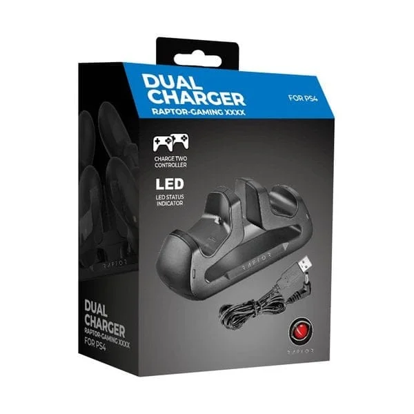 Raptor Gaming - Dubbele Oplader Zwart voor PS4 DualSense Controllers