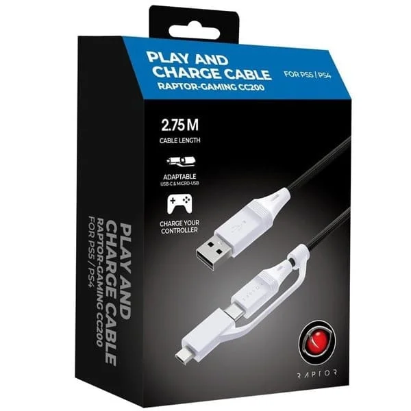 Raptor Gaming - Oplaadkabel voor PS4 DualSense-controllers
