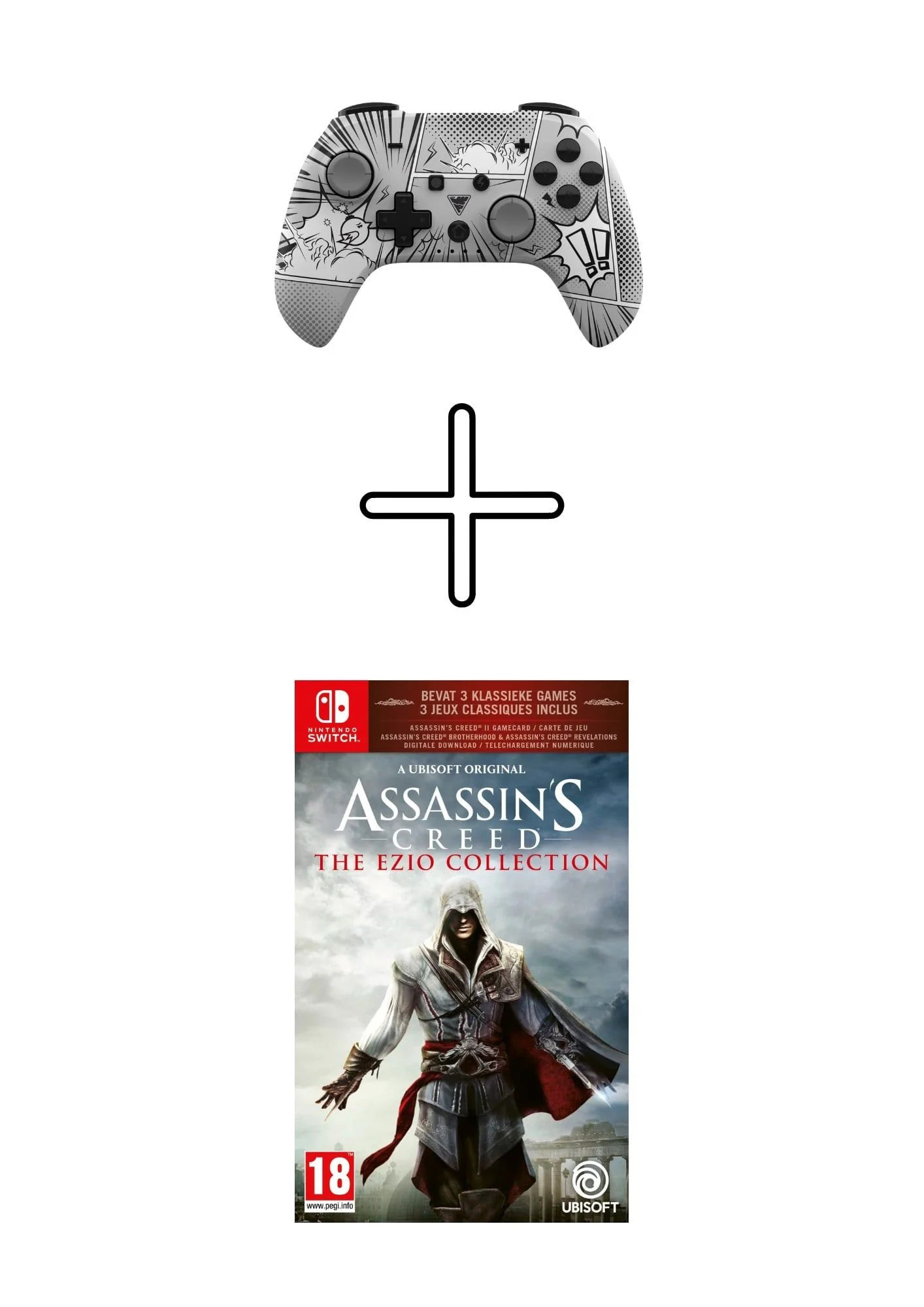 DragonShock - PopTop Compacte Bluetooth Draadloze Controller Manga voor Switch en Switch OLED + Assassin's Creed: The Ezio Collection Bundle