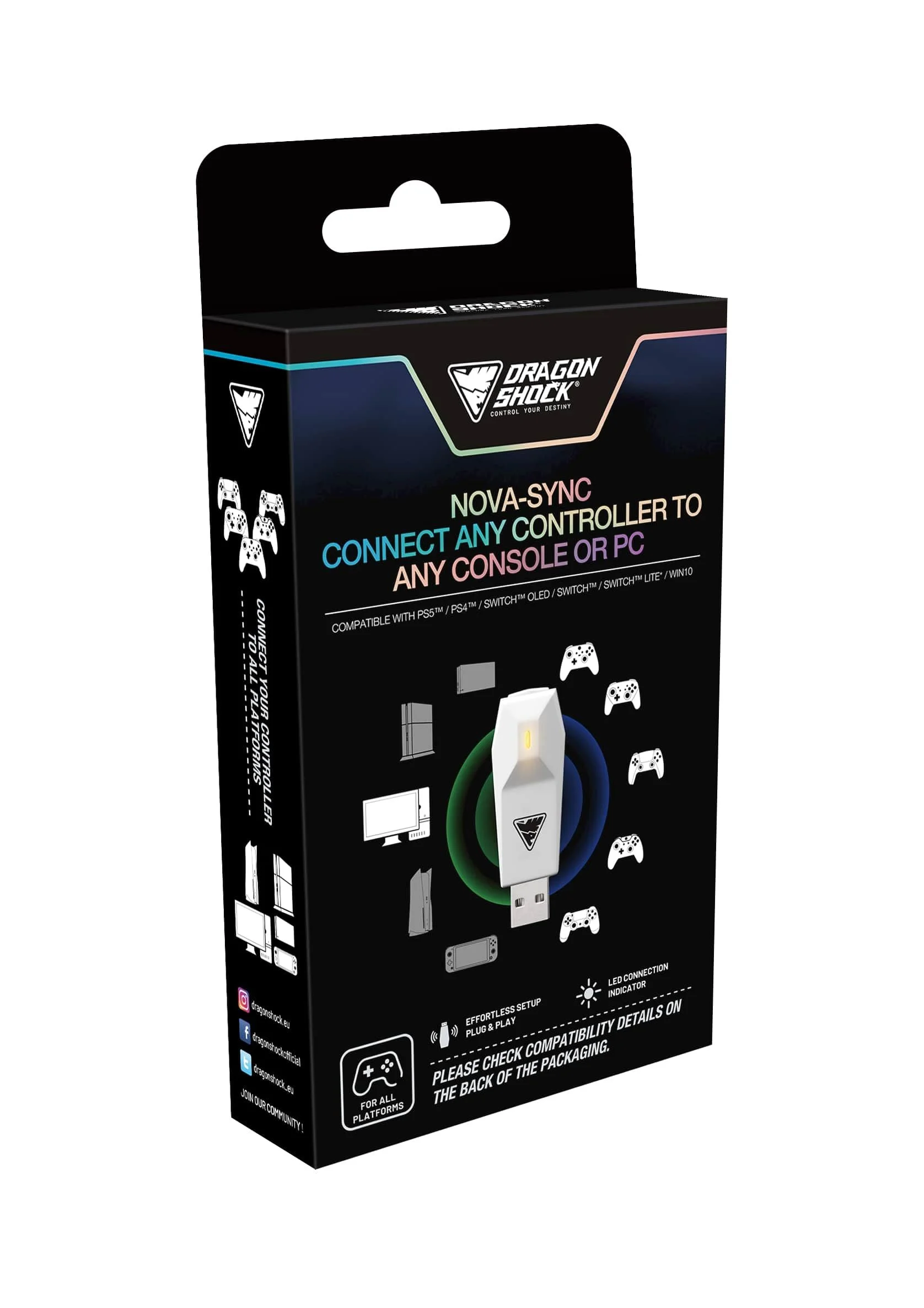 DragonShock - NOVA SYNC - Universele Controllerconverter Wit voor Nintendo Switch, Switch OLED, PS4, PS5, Xbox One en Xbox Series X|S, Switch 2
