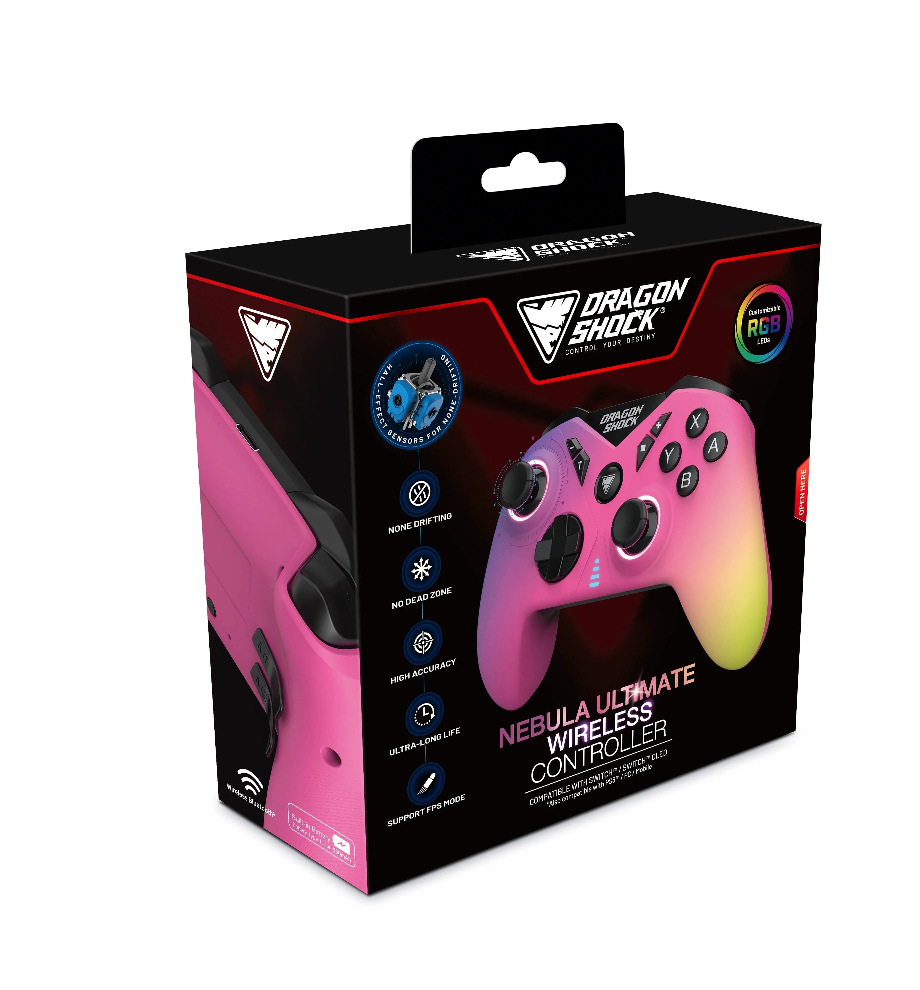 DragonShock - NEBULA ULTIMATE - Pro Draadloze Controller Candy voor Nintendo Switch, Switch Lite, Switch OLED, PS3, PC en Android
