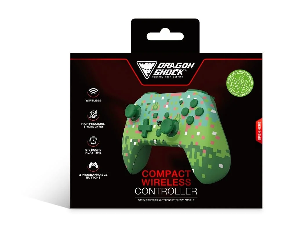DragonShock - PopTop Compacte Bluetooth Draadloze Controller Groen Kubus voor Switch en Switch OLED