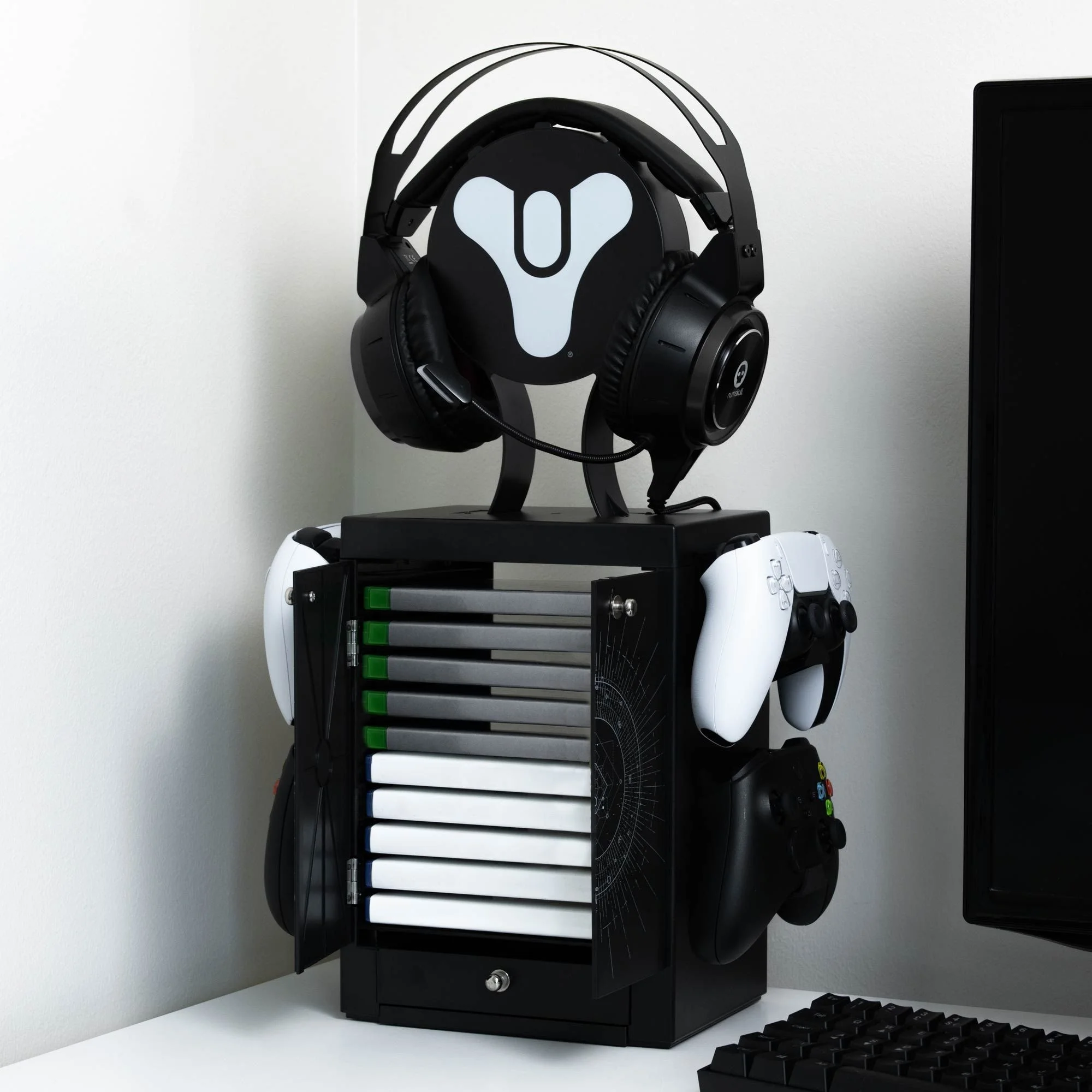 Numskull - Destiny Logo Luxe Gaming Storage Locker voor 4 Controllers - 10 Games - Koptelefoon