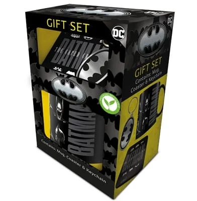 DC Comics - Batman - "The Caped Crusader" Mok + Onderzetter + Sleutelhanger Geschenkset