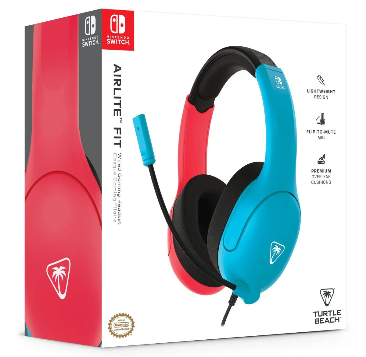 Turtle Beach - Airlite Fit Bekabelde Gamingheadset Rood en Blauw voor Nitendo Switch, Switch Lite en Switch OLED-model