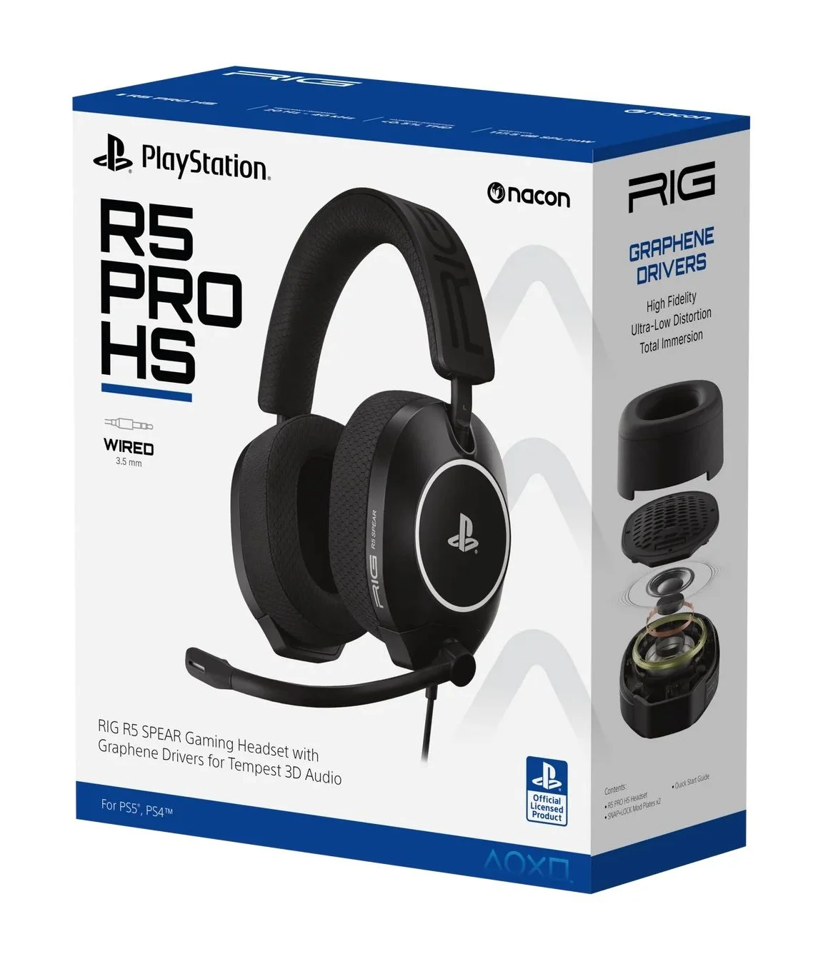 Nacon - RIG R5 SPEAR PRO HS Competitieve bedrade gamingheadset voor PS5 en PS4