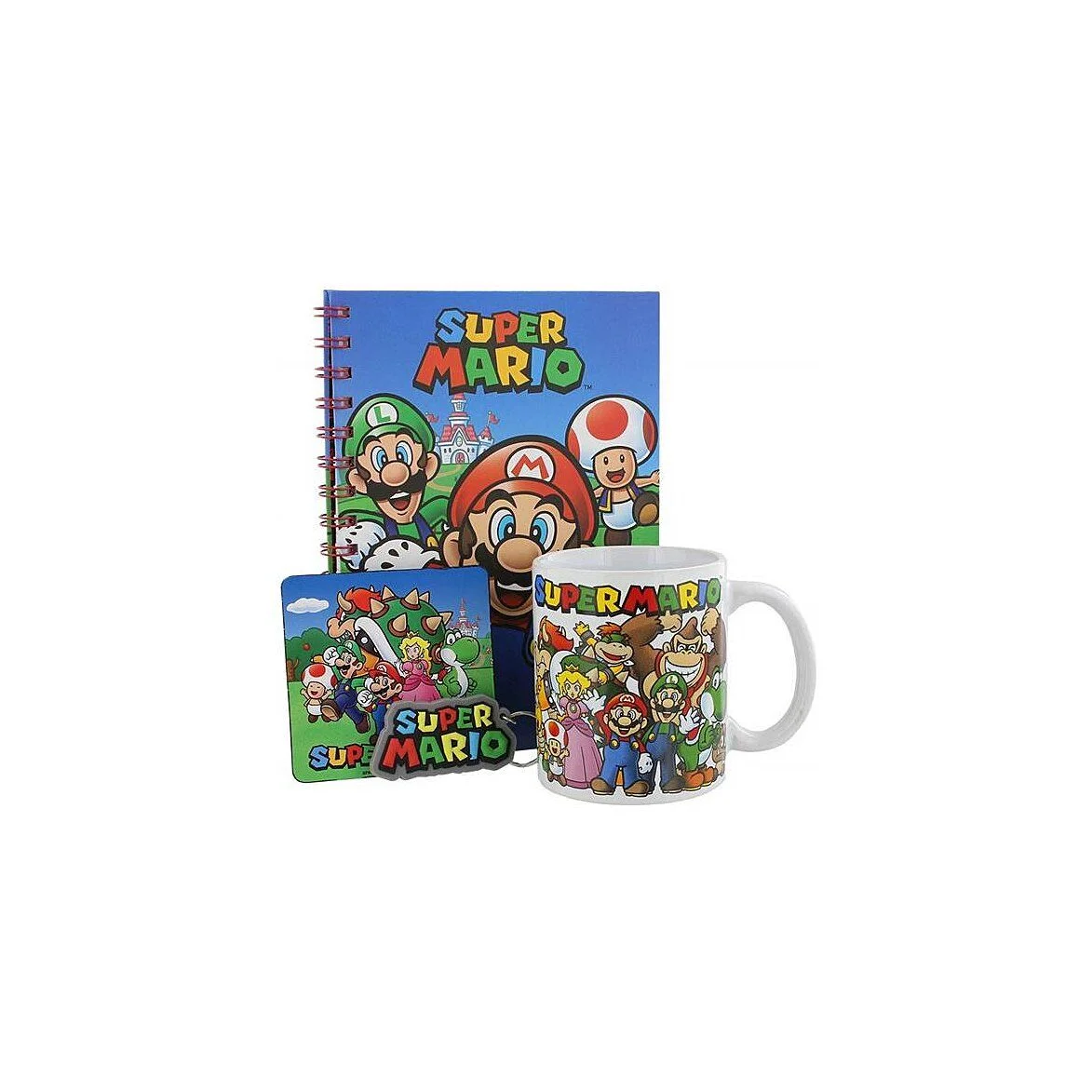 Nintento Super Mario - Geschenkset - Mok - Notitieboekje - Onderzetter en Sleutelhanger thumbnail