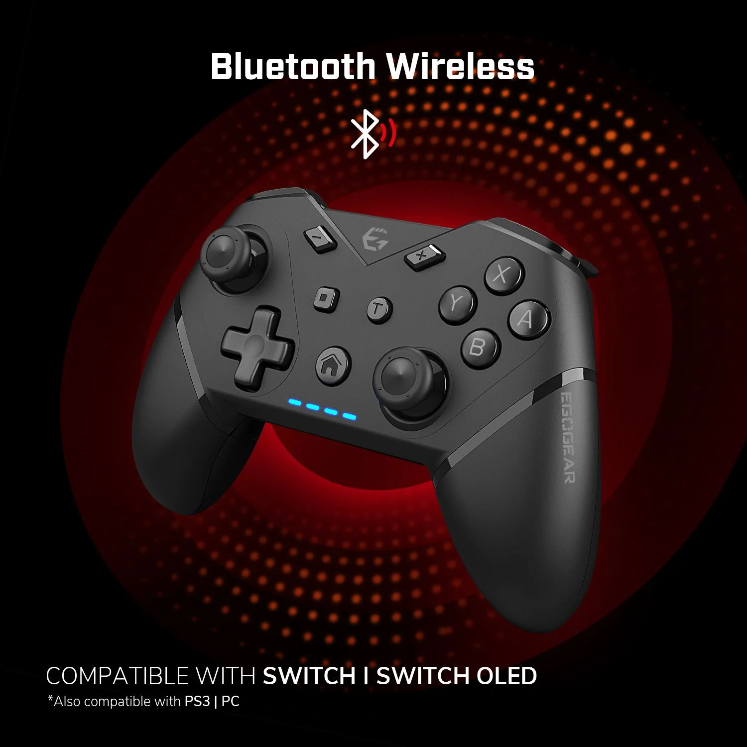 EgoGear - Draadloze Ergonomische  Bluetooth Controller Zwart  - Geschikt voor Switch - Switch OLED - PS3 - PC thumbnail