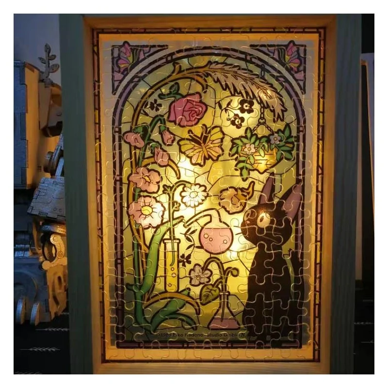 Ghibli - Kiki's Vliegende Koeriersdienst - Jiji in the Greenhouse Stained Glass Style Jigsaw Puzzle 126pcs thumbnail