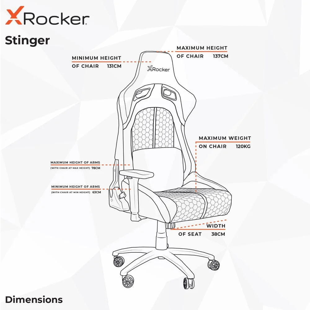 X-Rocker - Stinger RGB Esports Gamestoel met Levendige LED-verlichting thumbnail